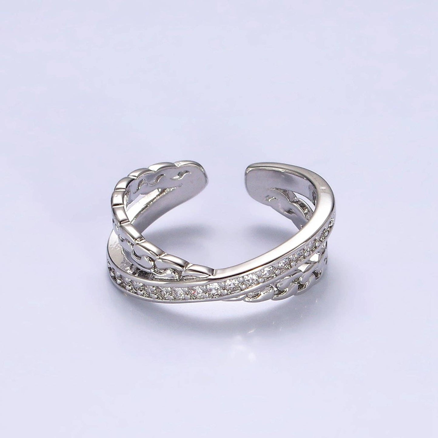 Silver Cross Double Band Ring