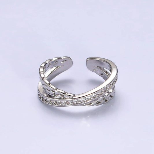 Silver Cross Double Band Ring