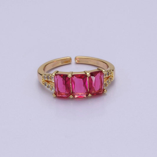 Fuchsia Emerald Cut Ring