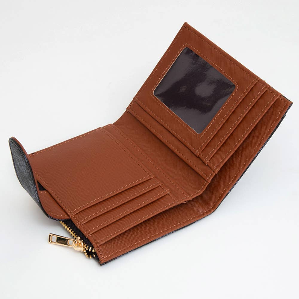 Brown Checkered Fold Wallet