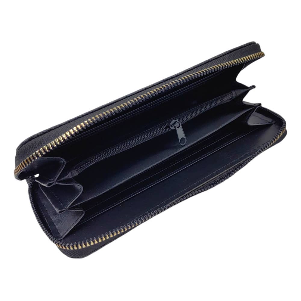 Black Checkered Long Wallet