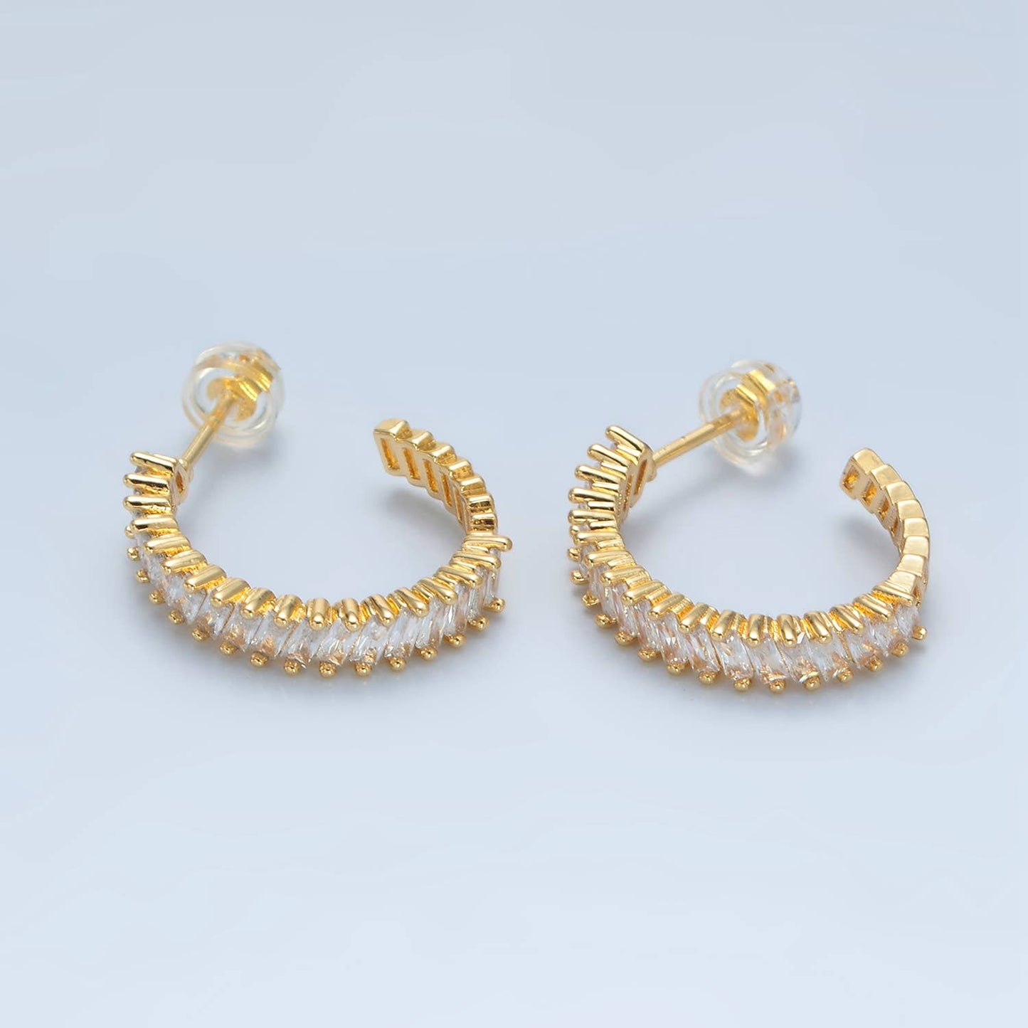 Baguette Lined Hoops