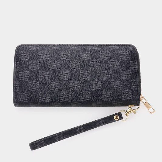 Black Checkered Long Wallet