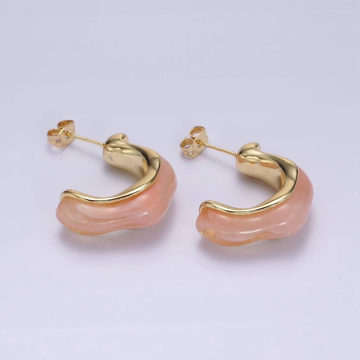 Pink C-Shaped Earrings